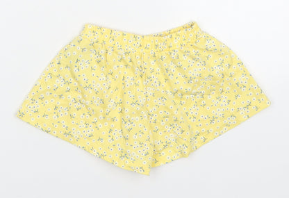 Mothercare Girls Yellow Floral Cotton Cropped Trousers Size 3-6 Months   - Shorts