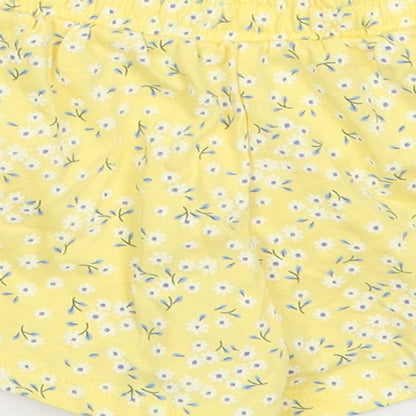 Mothercare Girls Yellow Floral Cotton Cropped Trousers Size 3-6 Months   - Shorts