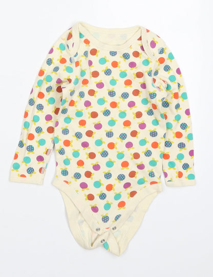 Marks and Spencer Girls Multicoloured Geometric Cotton Bodysuit One-Piece Size 2-3 Years  Button - Fruit Prints