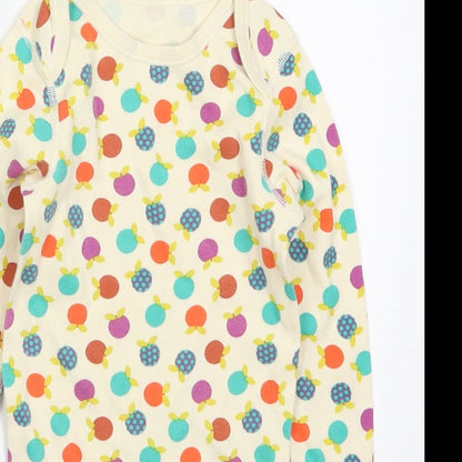 Marks and Spencer Girls Multicoloured Geometric Cotton Bodysuit One-Piece Size 2-3 Years  Button - Fruit Prints