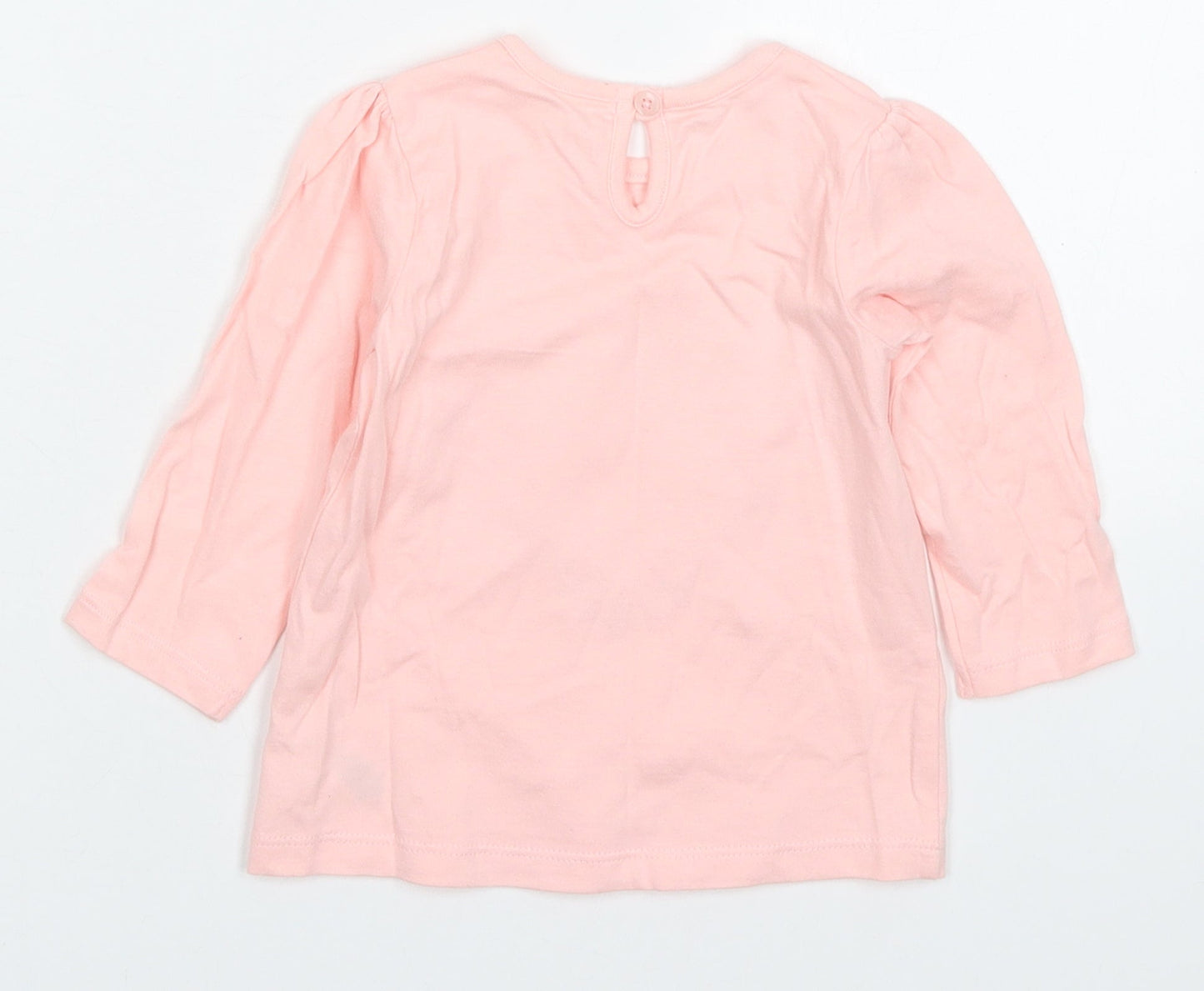 George Girls Pink  Cotton Basic T-Shirt Size 6-9 Months Crew Neck Pullover - Hello Sweetie Love Heart