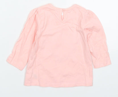 George Girls Pink  Cotton Basic T-Shirt Size 6-9 Months Crew Neck Pullover - Hello Sweetie Love Heart