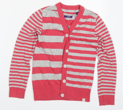 Mexx Girls Pink V-Neck Striped Cotton Cardigan Jumper Size XL  Button - Star