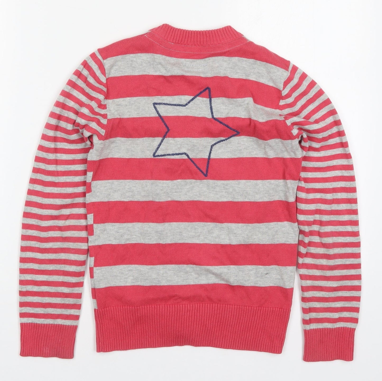 Mexx Girls Pink V-Neck Striped Cotton Cardigan Jumper Size XL  Button - Star