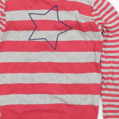 Mexx Girls Pink V-Neck Striped Cotton Cardigan Jumper Size XL  Button - Star