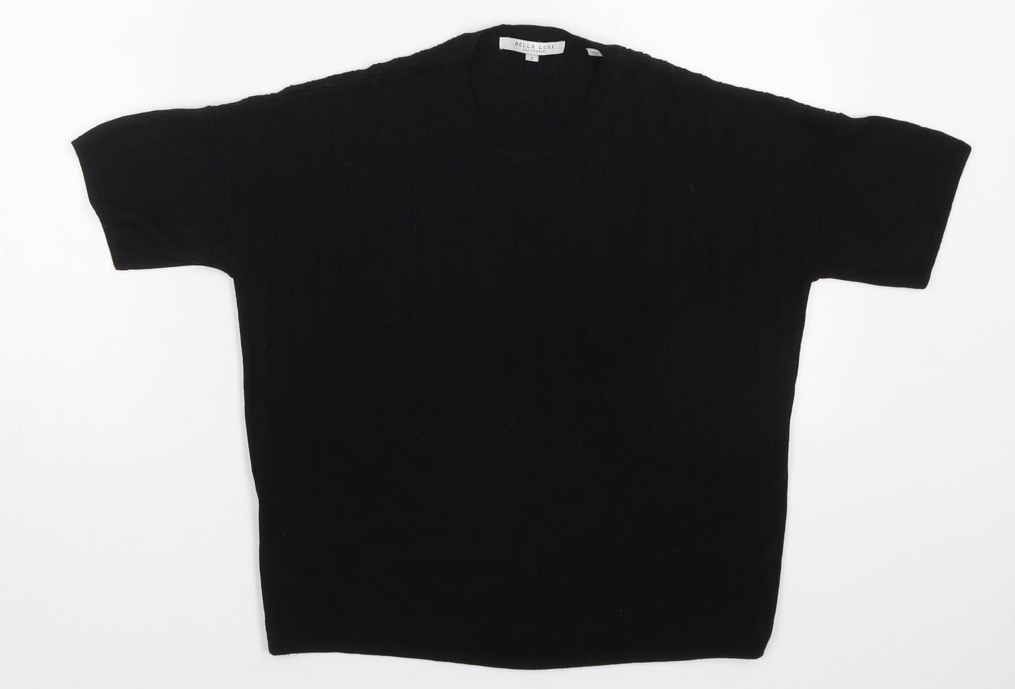 Bella Luxx Womens Black Crew Neck  Viscose Pullover Jumper Size S