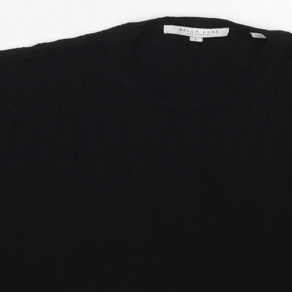 Bella Luxx Womens Black Crew Neck  Viscose Pullover Jumper Size S