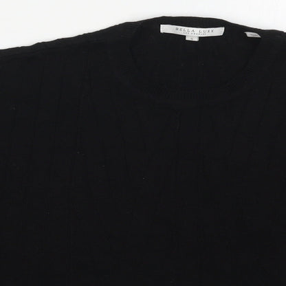 Bella Luxx Womens Black Crew Neck  Viscose Pullover Jumper Size S