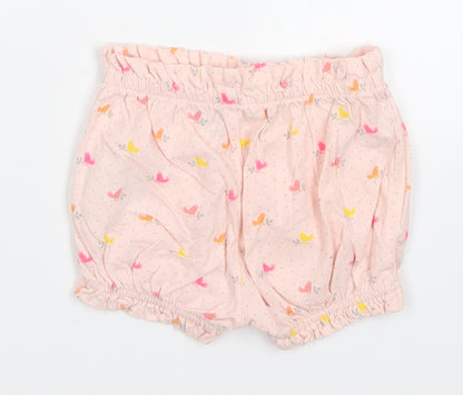 Gap Girls Pink Polka Dot Cotton Cropped Trousers Size 12-18 Months   - Bird Print Shorts