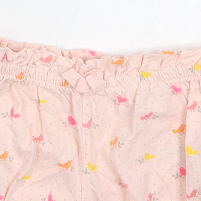Gap Girls Pink Polka Dot Cotton Cropped Trousers Size 12-18 Months   - Bird Print Shorts