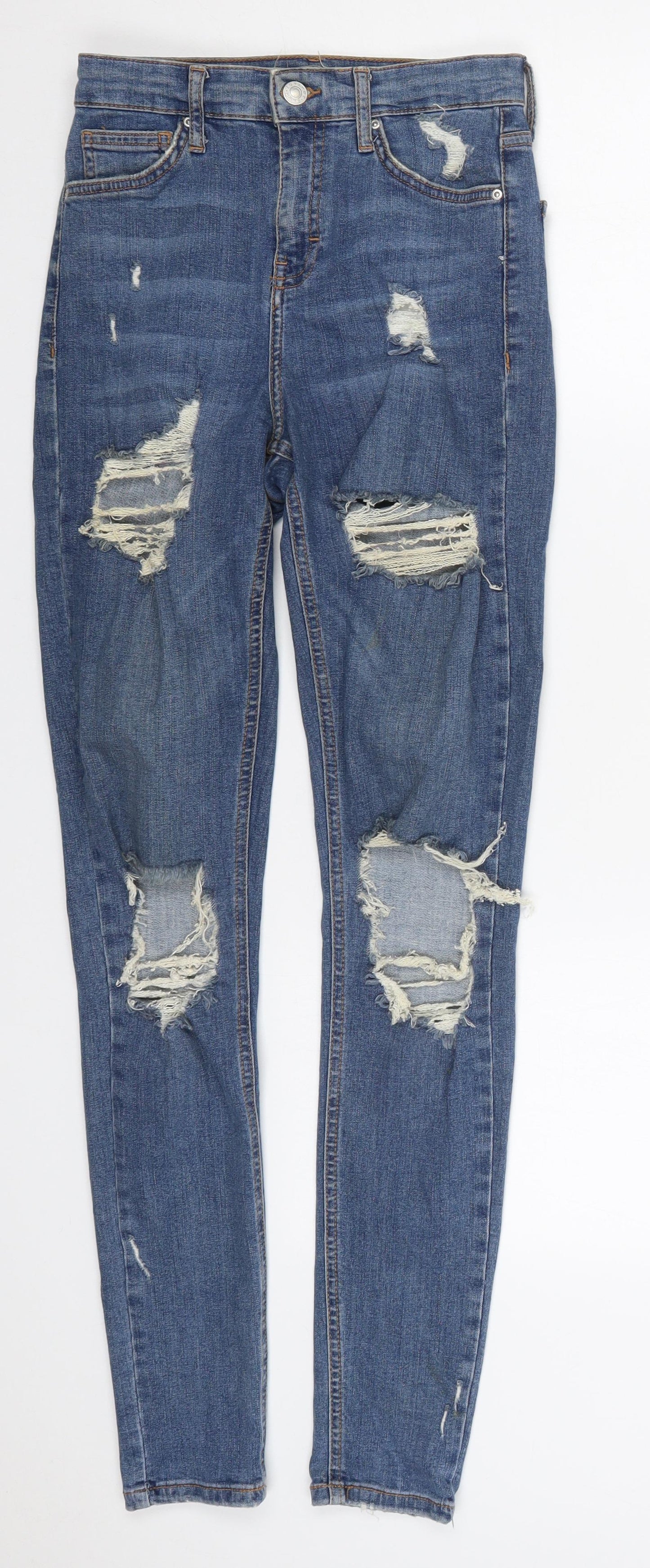 Topshop Womens Blue  Cotton Skinny Jeans Size 26 in L26 in Regular Button