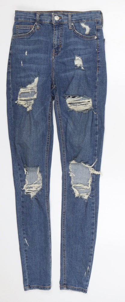 Topshop Womens Blue  Cotton Skinny Jeans Size 26 in L26 in Regular Button