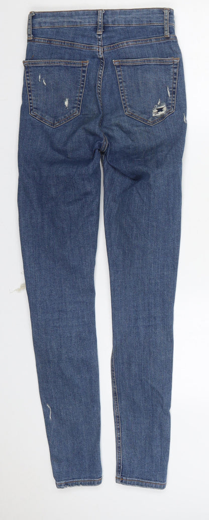 Topshop Womens Blue  Cotton Skinny Jeans Size 26 in L26 in Regular Button