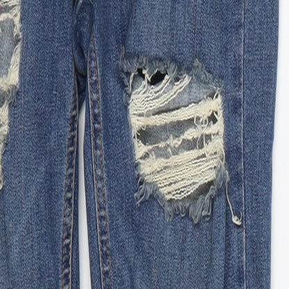 Topshop Womens Blue  Cotton Skinny Jeans Size 26 in L26 in Regular Button