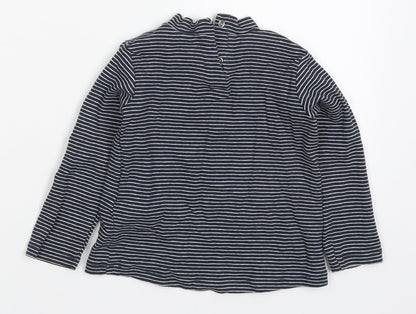 Zara Girls Blue Striped Cotton Basic T-Shirt Size 12-18 Months Round Neck Button - Acorn