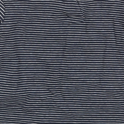 Zara Girls Blue Striped Cotton Basic T-Shirt Size 12-18 Months Round Neck Button - Acorn