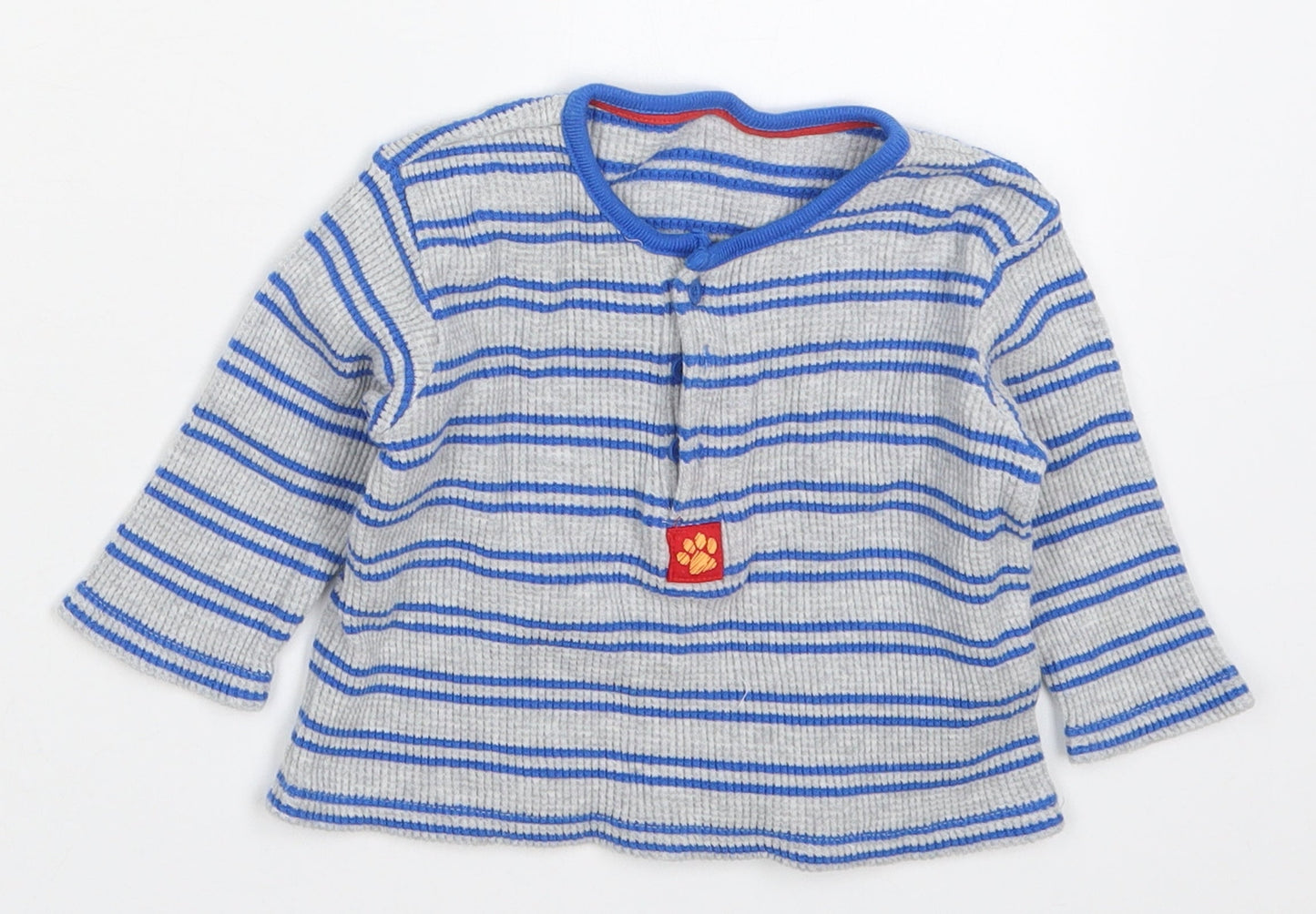 Marks and Spencer Boys Blue Striped Cotton Pullover Jumper Size 6-9 Months  Pullover - Paw Print