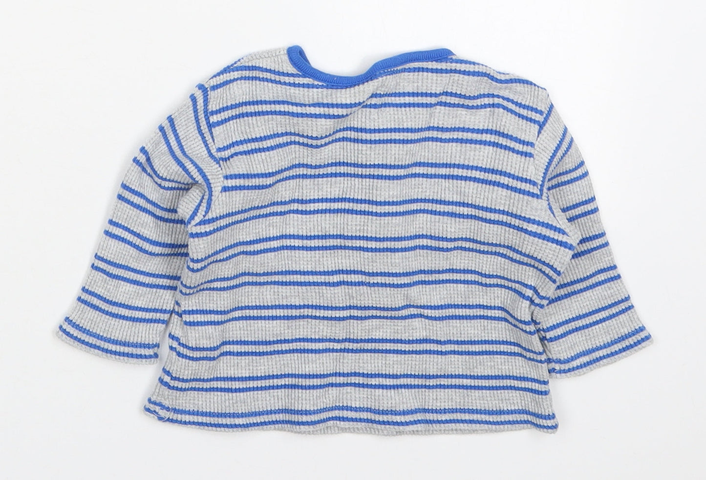 Marks and Spencer Boys Blue Striped Cotton Pullover Jumper Size 6-9 Months  Pullover - Paw Print