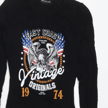 PRETTYLITTLETHING Womens Black  Viscose Bodysuit One-Piece Size 6  Button - East Coast Vintage