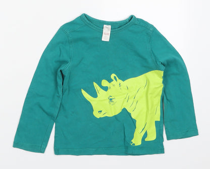 Mini Club Boys Green  Cotton Basic T-Shirt Size 2-3 Years Crew Neck Pullover - Rhino