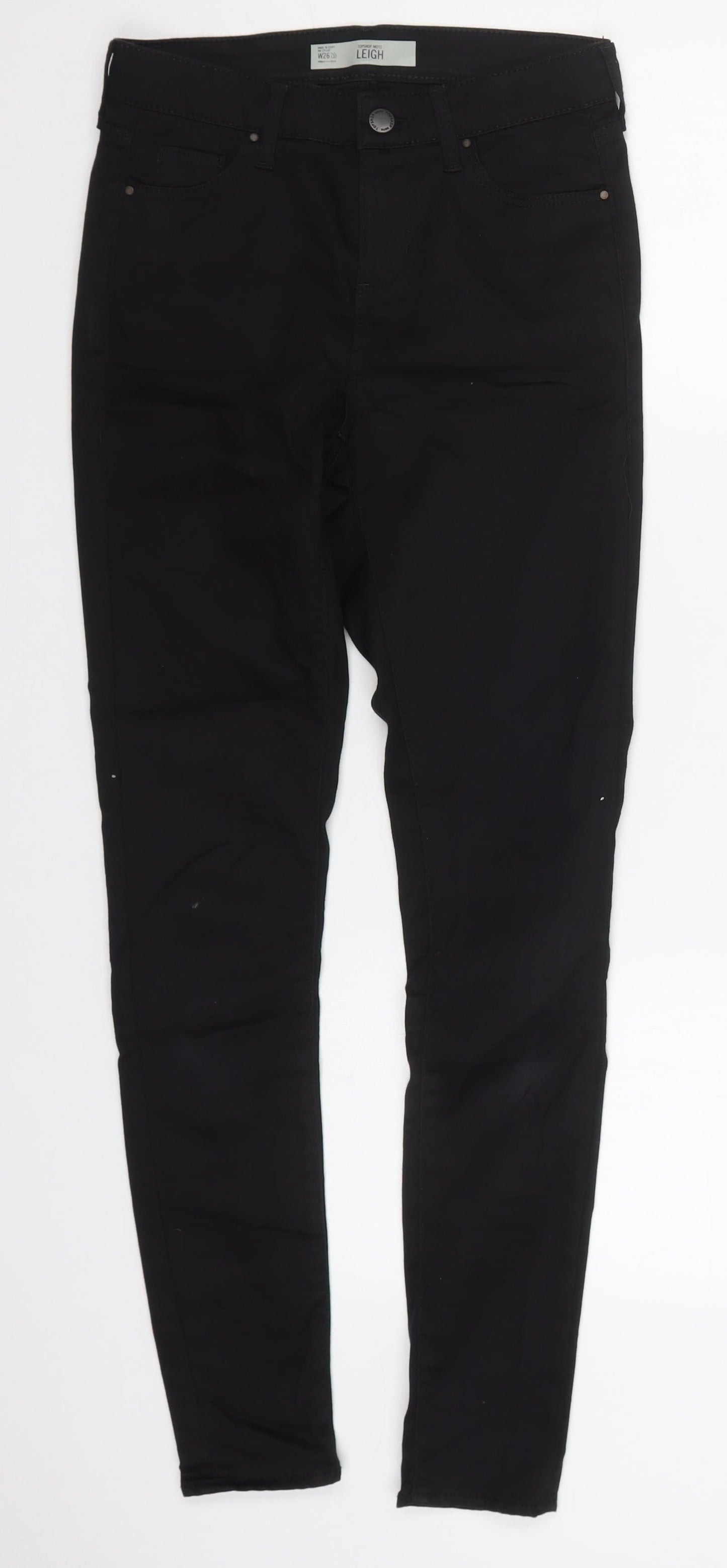 Topshop Womens Black  Cotton Skinny Jeans Size 26 in L29 in Regular Button