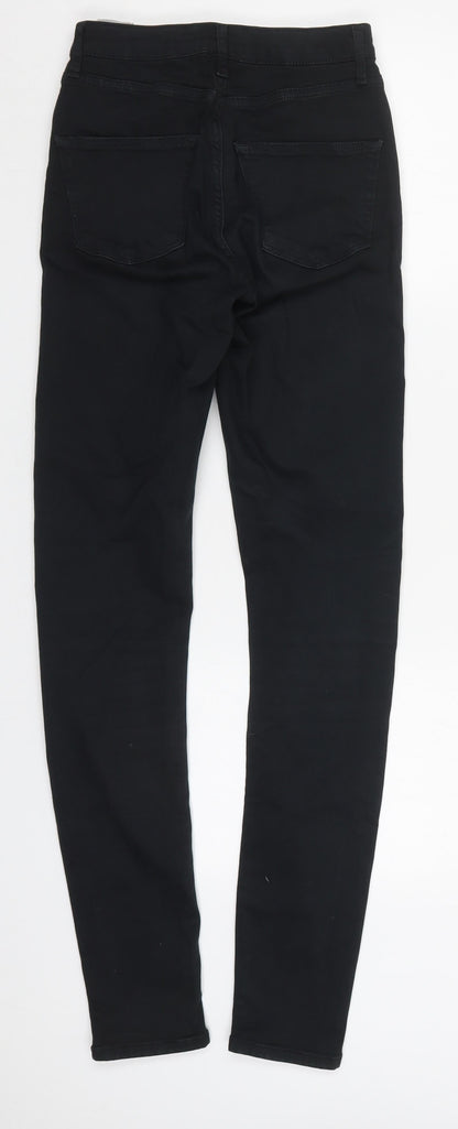 Topshop Womens Black  Cotton Skinny Jeans Size 26 in L29 in Regular Button