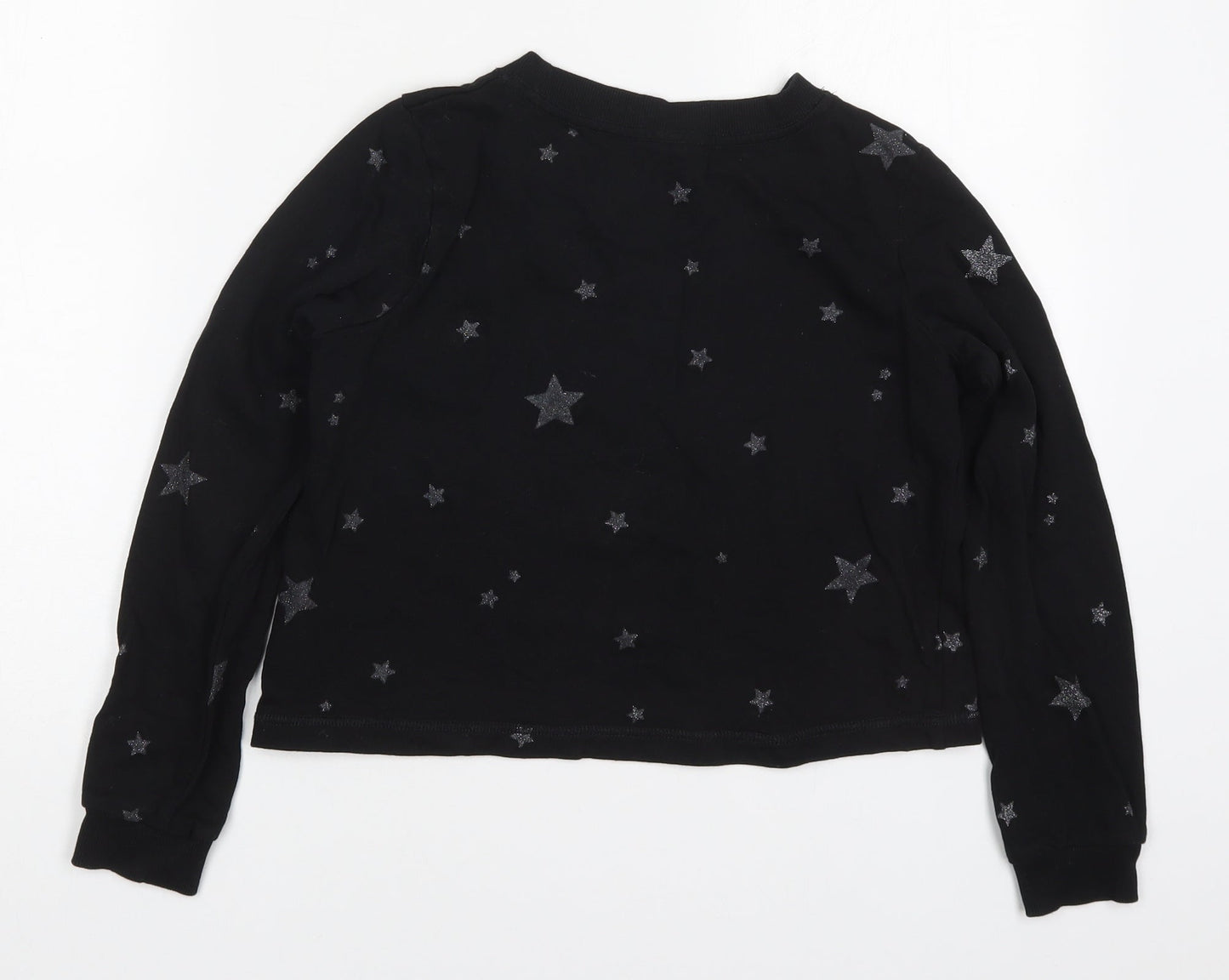 H&M Girls Black  Cotton Pullover Sweatshirt Size 11-12 Years  Pullover - Stars