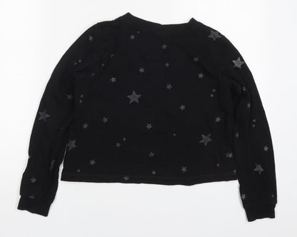 H&M Girls Black  Cotton Pullover Sweatshirt Size 11-12 Years  Pullover - Stars