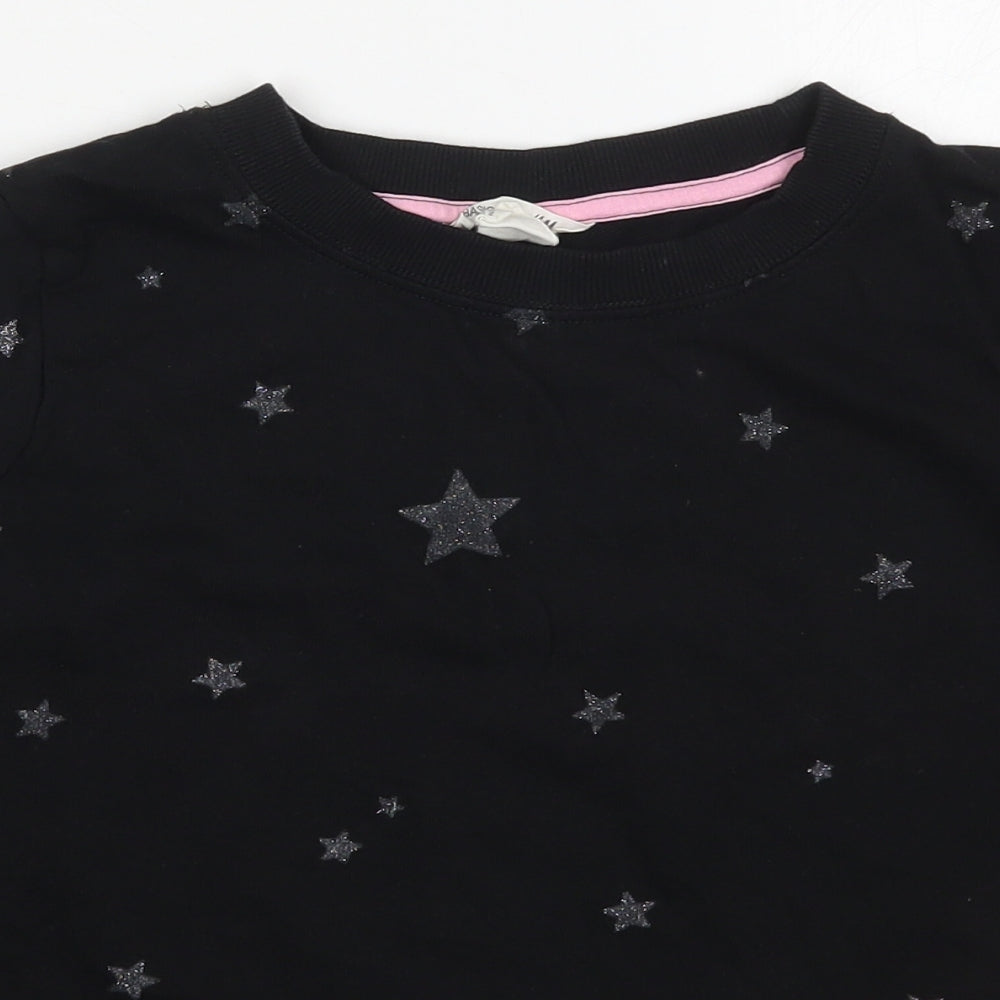 H&M Girls Black  Cotton Pullover Sweatshirt Size 11-12 Years  Pullover - Stars