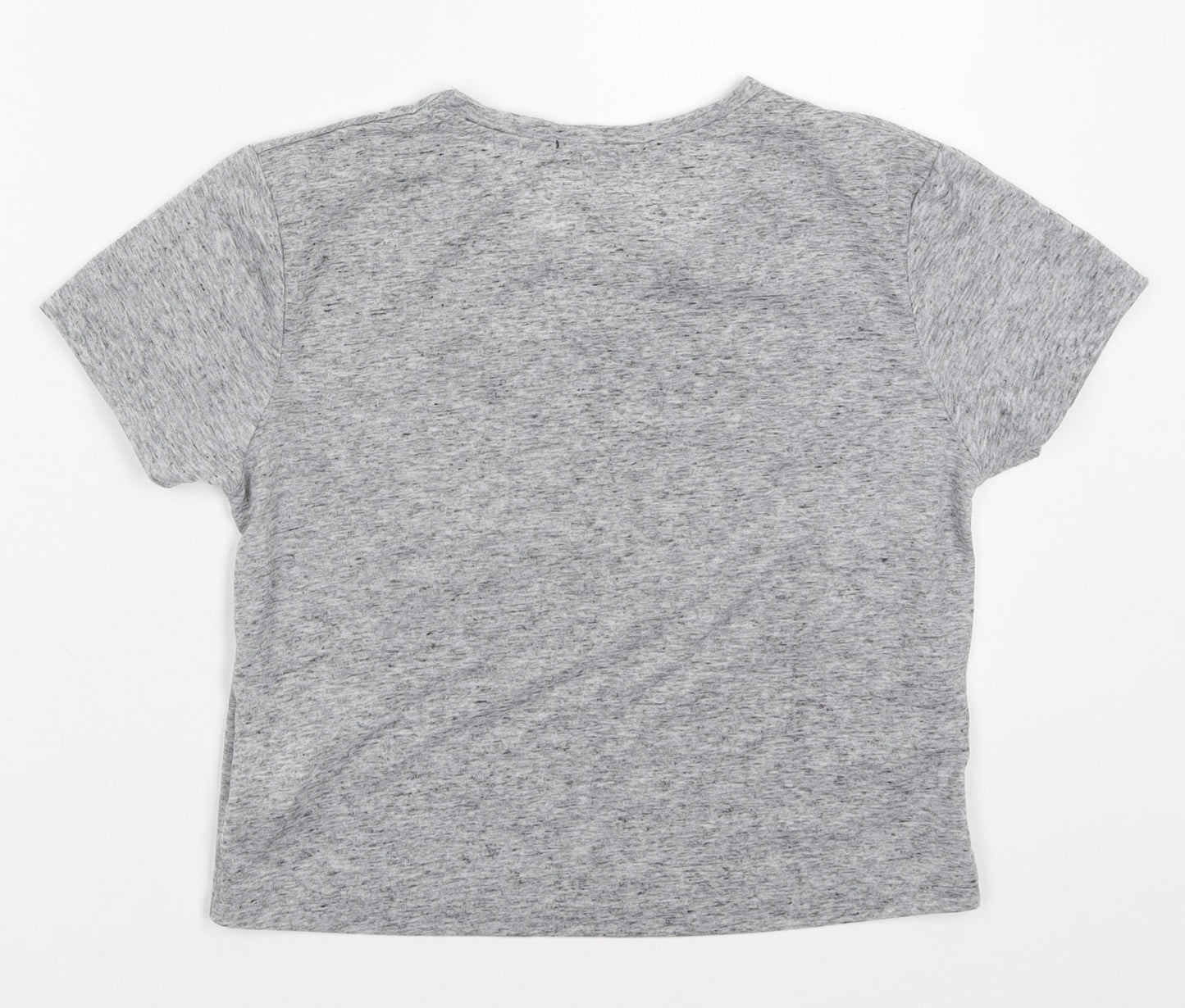 Jennyfre Womens Grey  Polyester Cropped T-Shirt Size XS Crew Neck - New York VS Paris