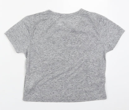 Jennyfre Womens Grey  Polyester Cropped T-Shirt Size XS Crew Neck - New York VS Paris