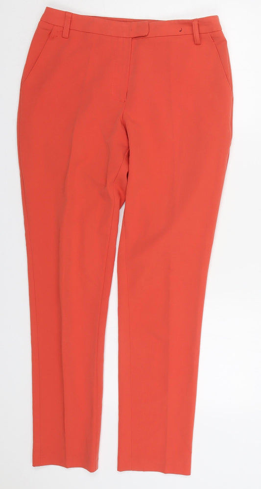 Atmosphere Womens Red  Polyester Trousers  Size 8 L28 in Regular Hook & Eye - Coral Coloured