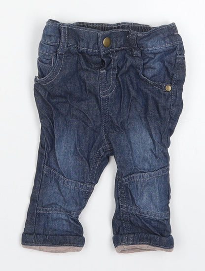 TU Boys Blue  Cotton Capri Jeans Size 3-6 Months  Button
