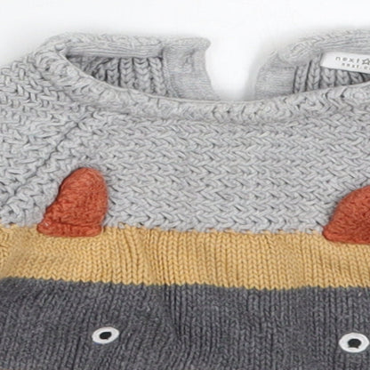 NEXT Boys Beige Striped Cotton Pullover Jumper Size 3-6 Months  Button - Raccoon