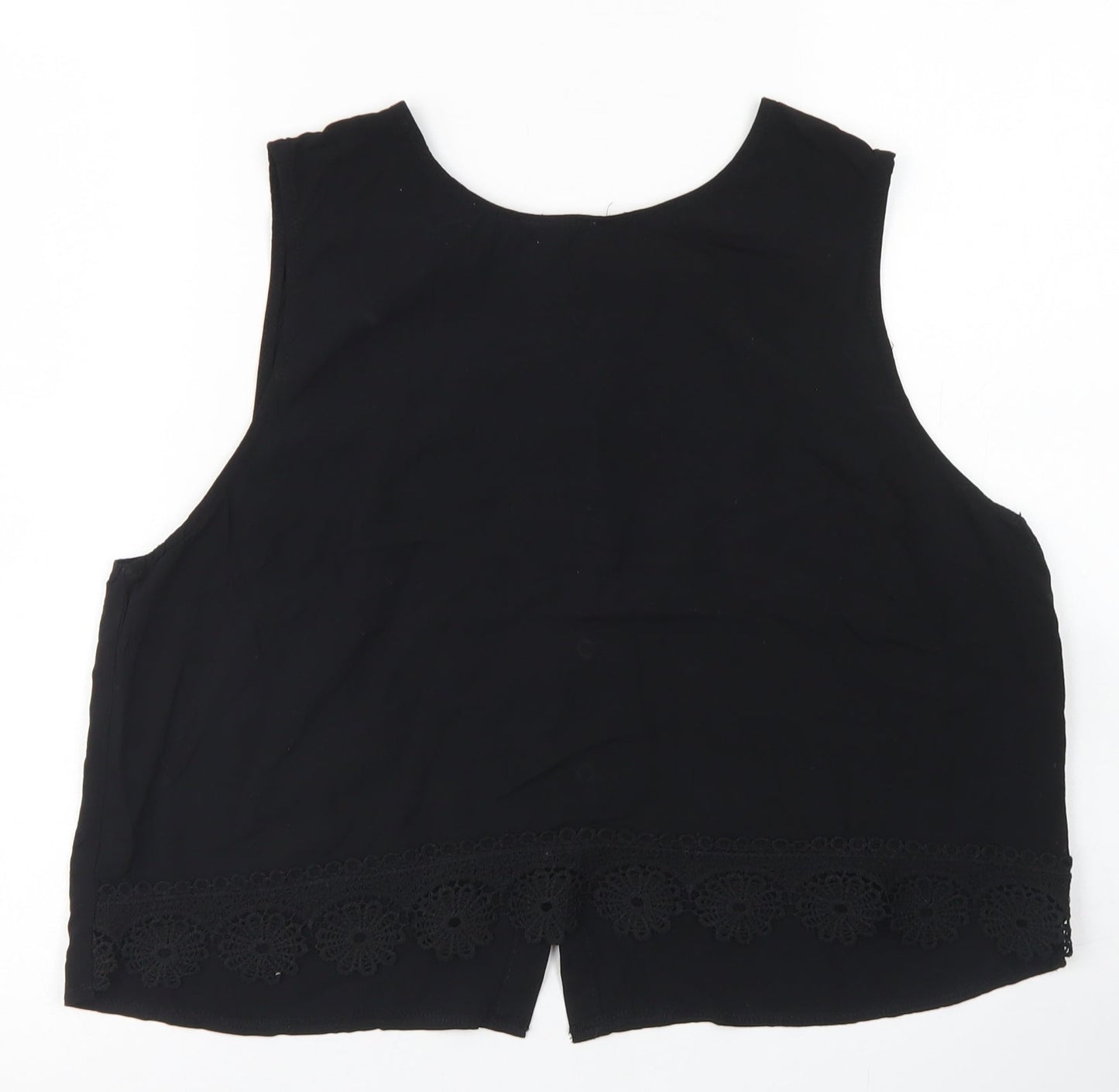 Womens UK Size L Brave Soul Black Cropped Blouse