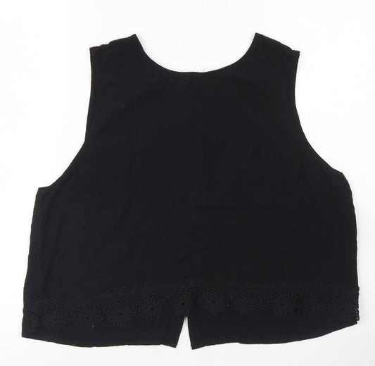 Womens UK Size L Brave Soul Black Cropped Blouse