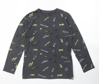 Dunnes Stores Boys Grey Spotted Cotton Basic T-Shirt Size 7-8 Years Crew Neck
