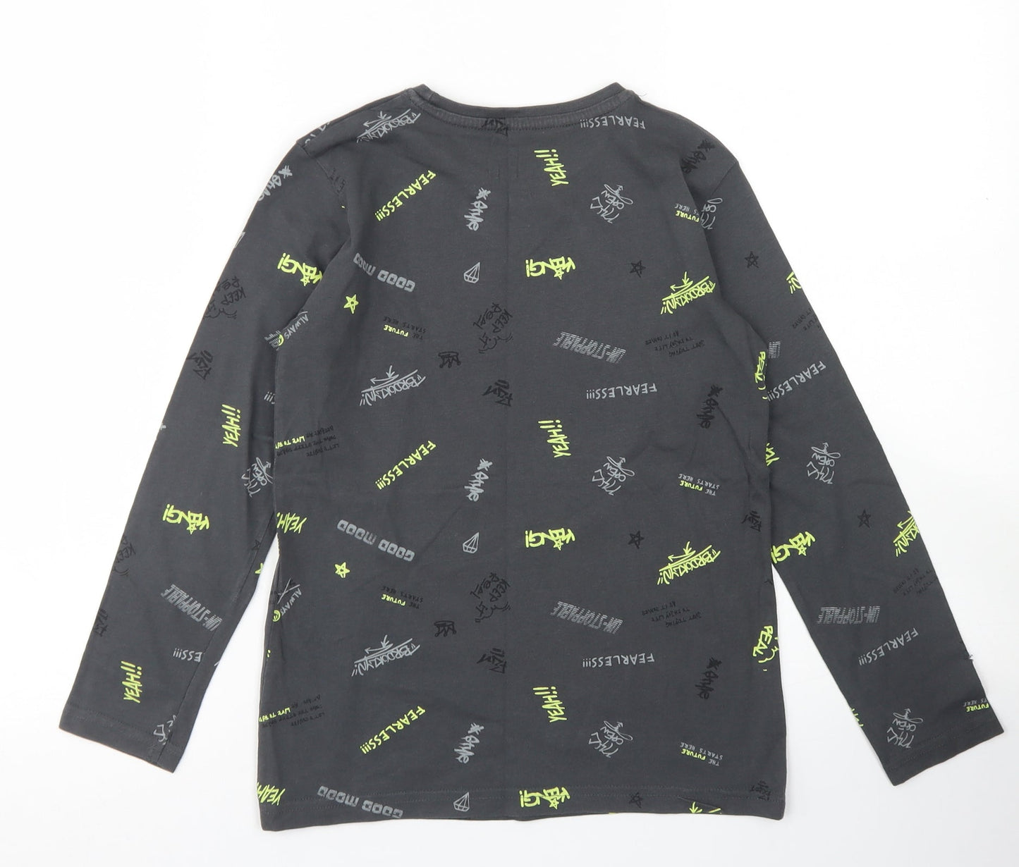 Dunnes Stores Boys Grey Spotted Cotton Basic T-Shirt Size 7-8 Years Crew Neck