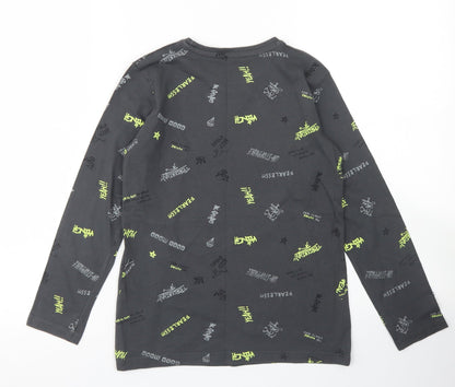 Dunnes Stores Boys Grey Spotted Cotton Basic T-Shirt Size 7-8 Years Crew Neck