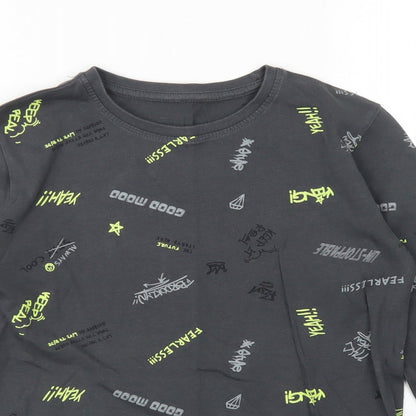 Dunnes Stores Boys Grey Spotted Cotton Basic T-Shirt Size 7-8 Years Crew Neck