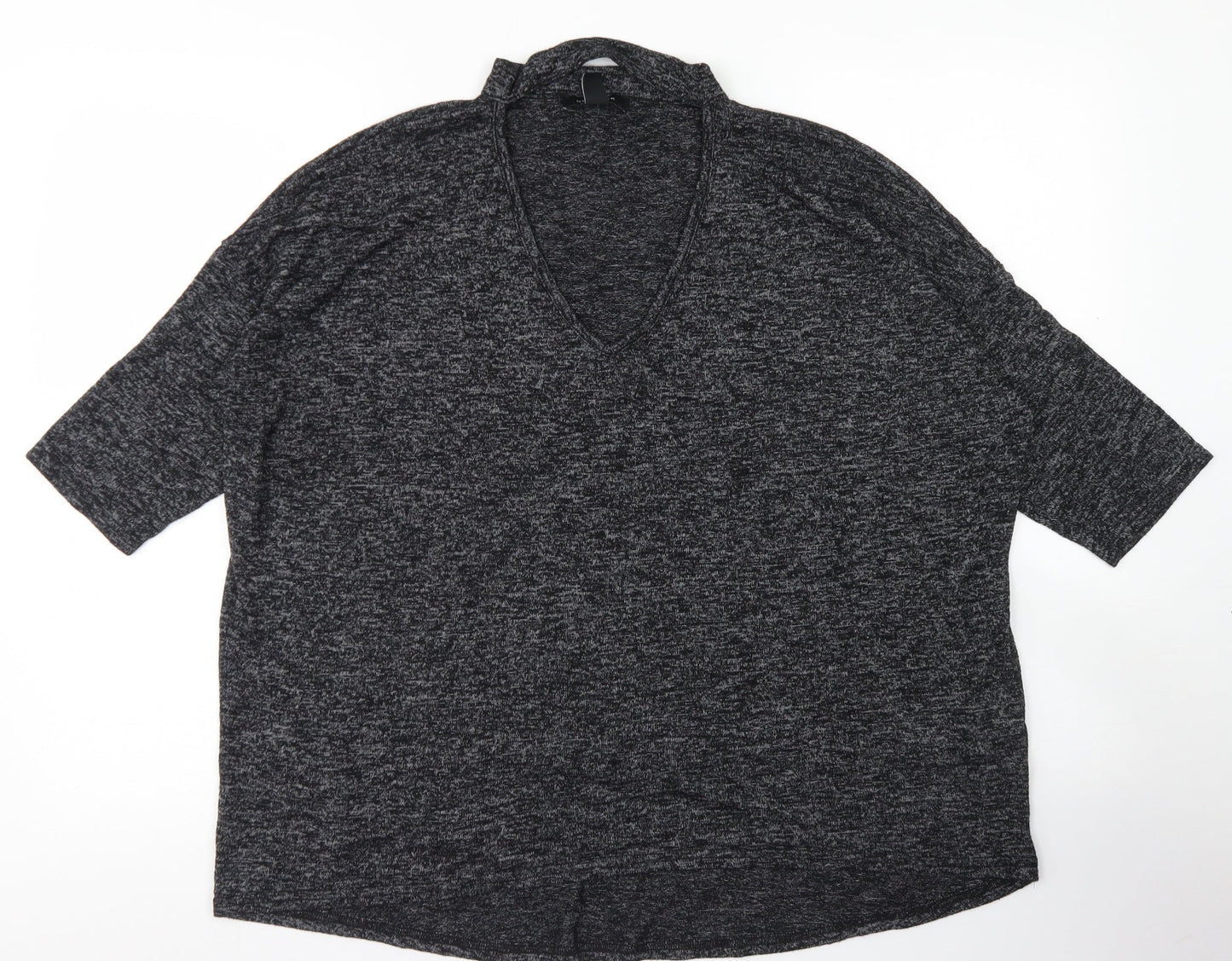 Womens UK Size L New Look Grey Basic T-Shirt