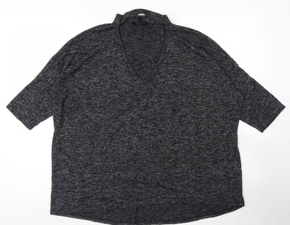 Womens UK Size L New Look Grey Basic T-Shirt