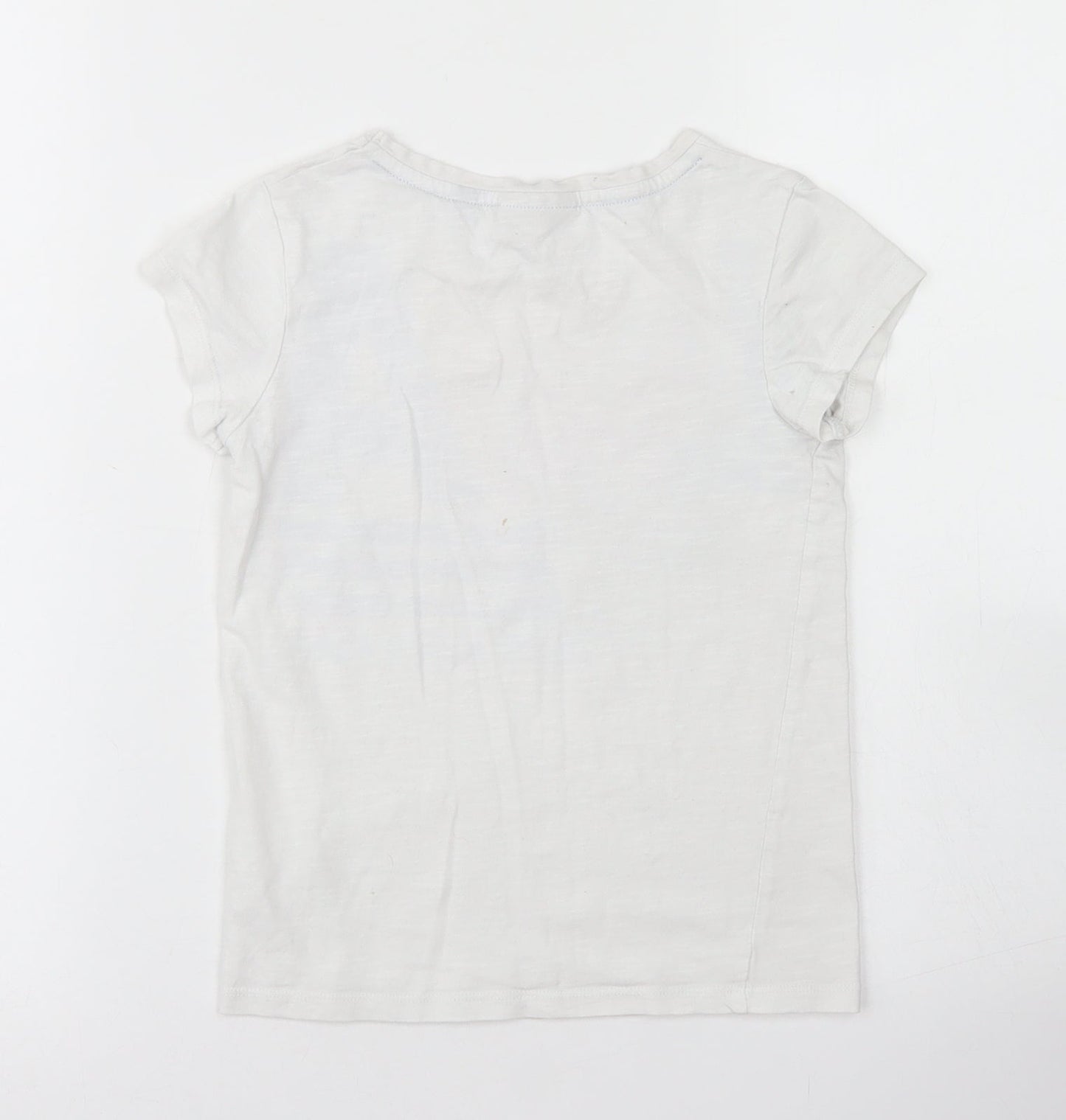 NEXT Girls White  Cotton Basic T-Shirt Size 6 Years Crew Neck  - LA
