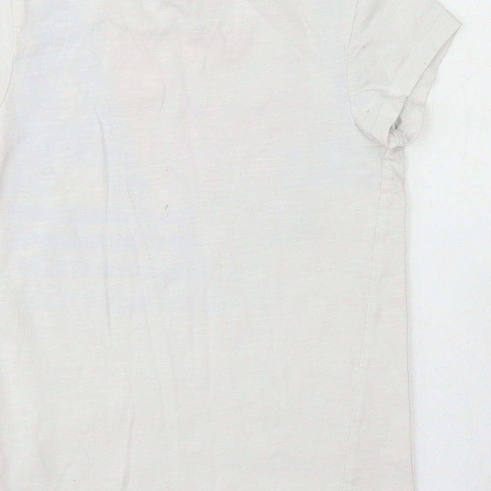 NEXT Girls White  Cotton Basic T-Shirt Size 6 Years Crew Neck  - LA