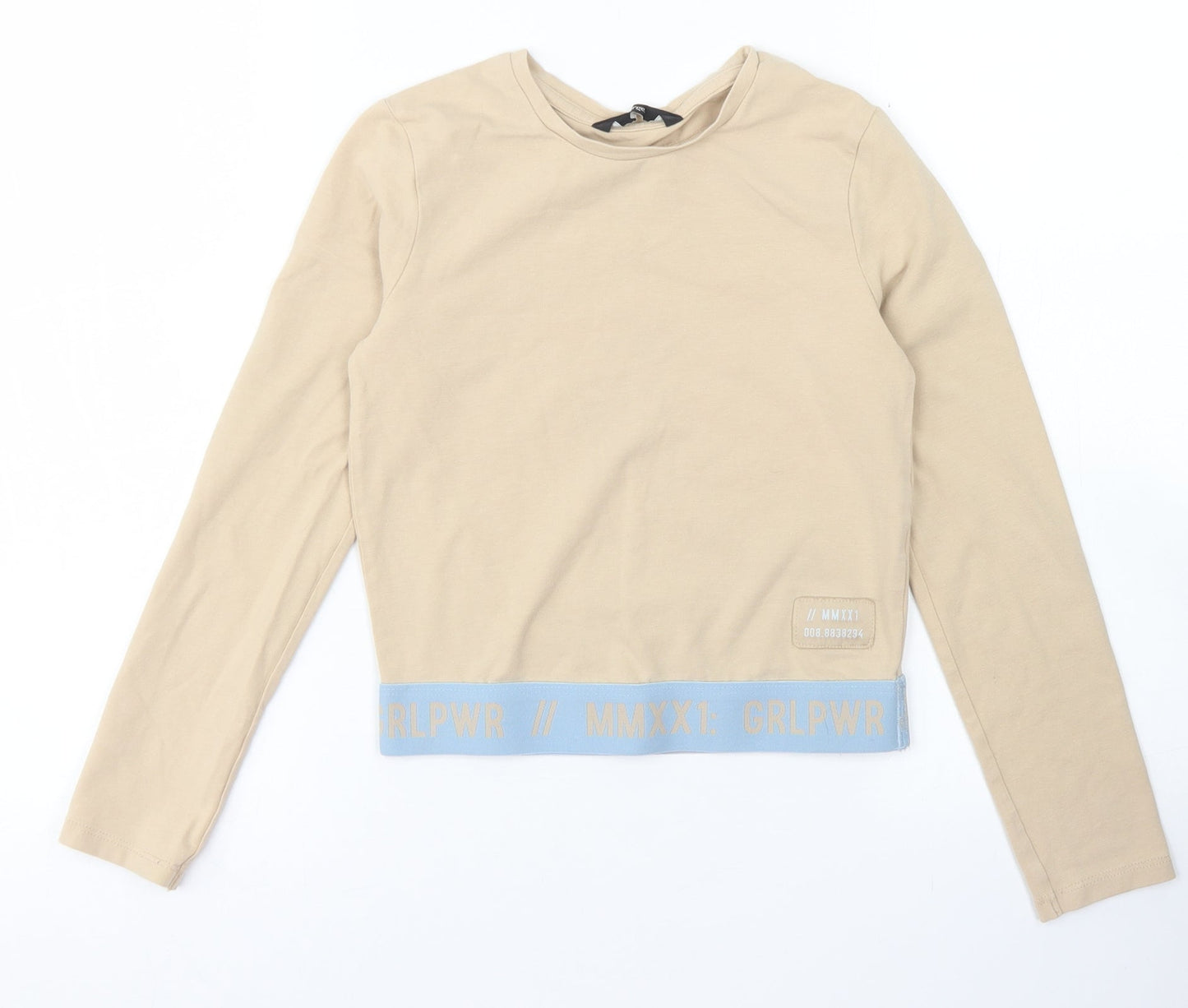 George Girls Brown  Cotton Cropped T-Shirt Size 8-9 Years Crew Neck