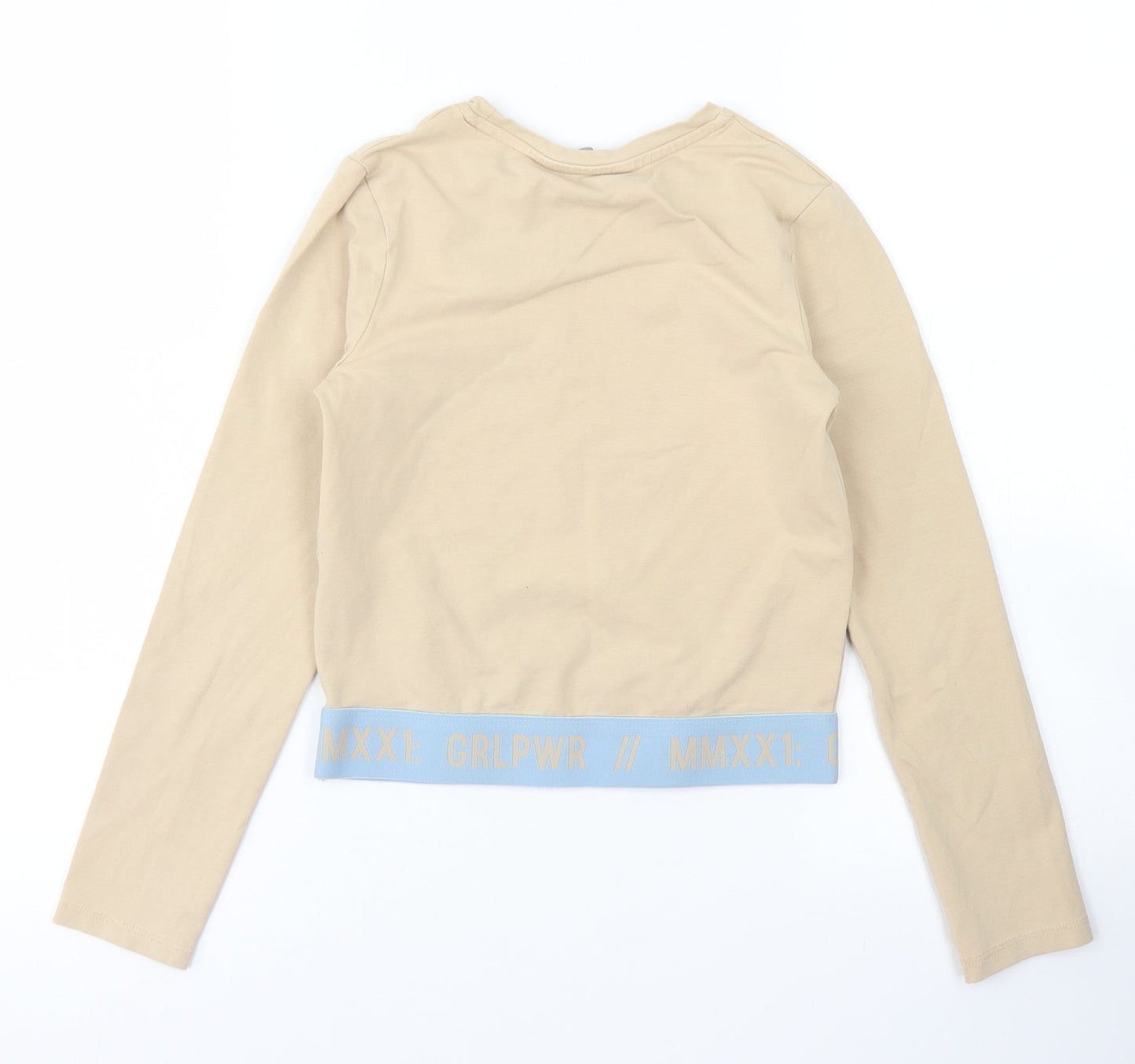 George Girls Brown  Cotton Cropped T-Shirt Size 8-9 Years Crew Neck