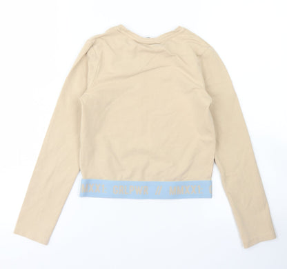 George Girls Brown  Cotton Cropped T-Shirt Size 8-9 Years Crew Neck
