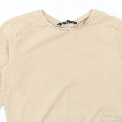 George Girls Brown  Cotton Cropped T-Shirt Size 8-9 Years Crew Neck