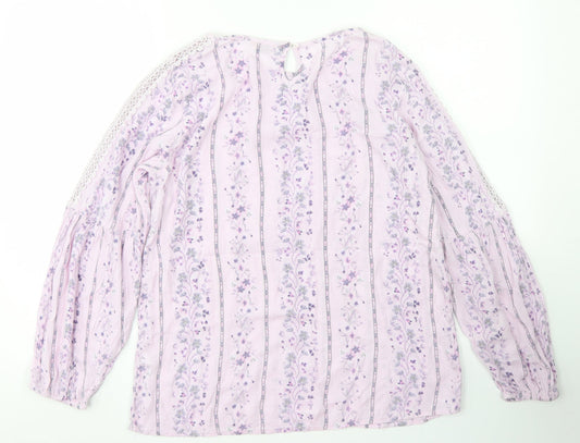 Womens UK Size 10 M&Co Purple Basic T-Shirt