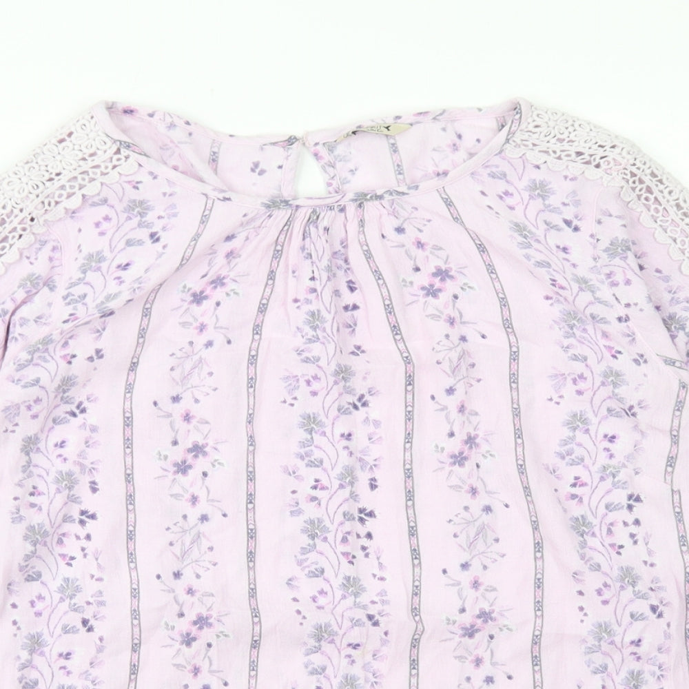 Womens UK Size 10 M&Co Purple Basic T-Shirt